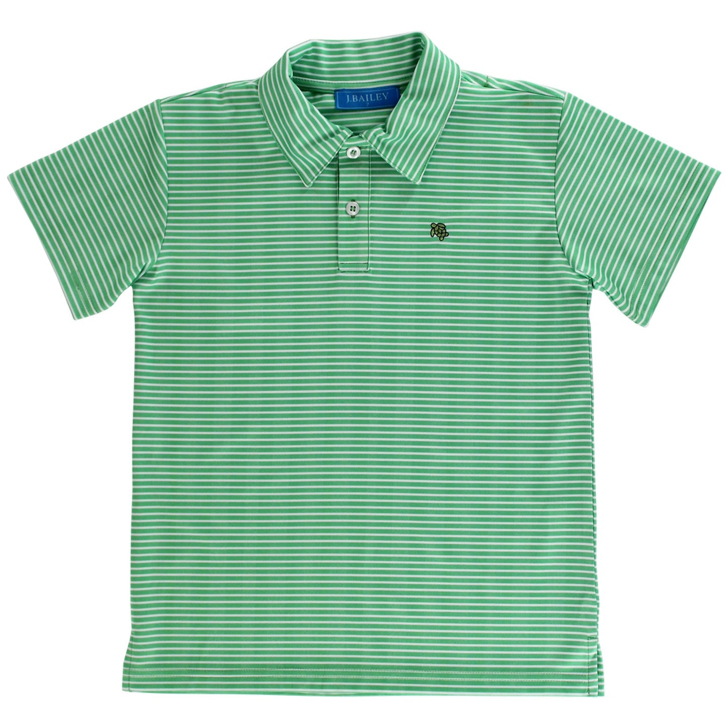Green/White Stripe Performance Polo
