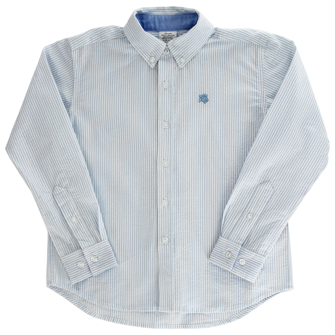 Blue Stripe Seersucker Button Down