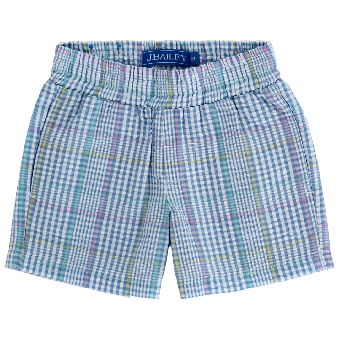 River Plaid Seersucker Pull-On Shorts