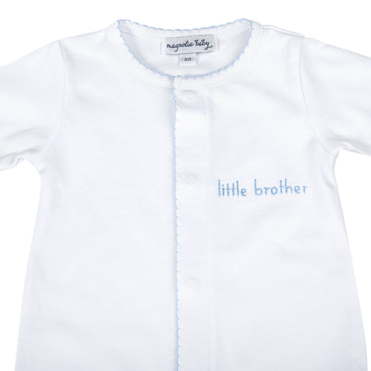 White Embroidered Little Brother Footie