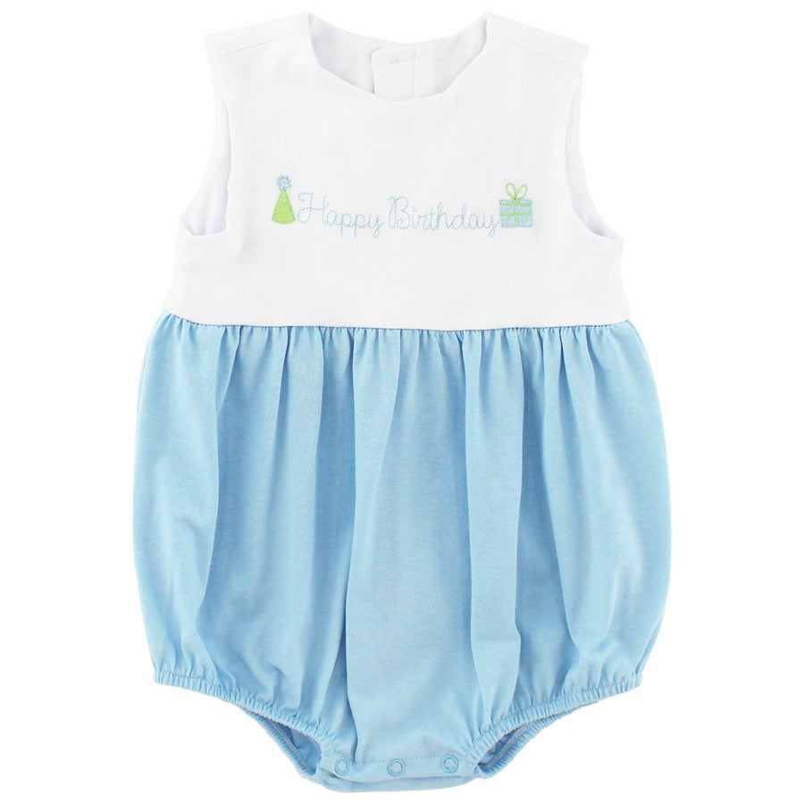 Blue Happy BDay Knit Bubble