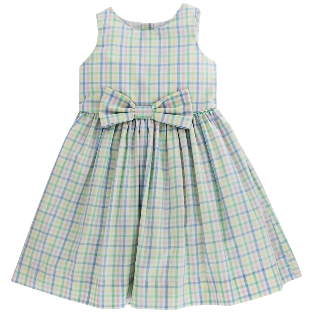 Harlow Pastel Plaid Waist Bow Dress