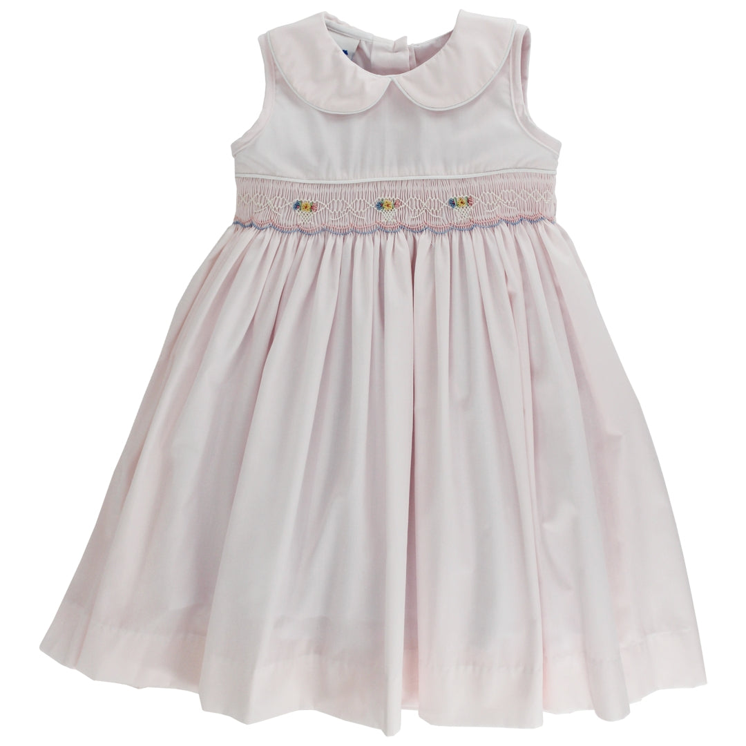 Pink w/ Bouquet Smock Collared Dress