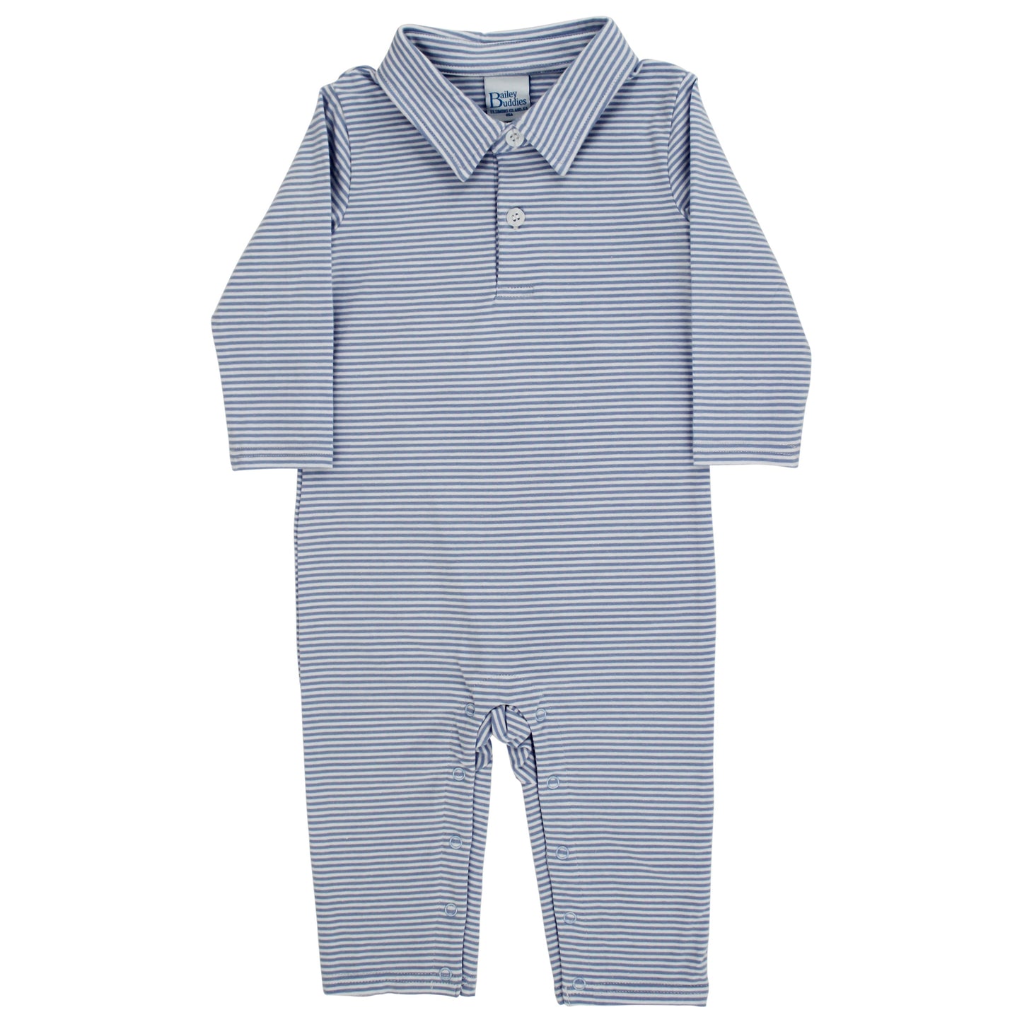 Blue Stripe Knit Collared Playsuit