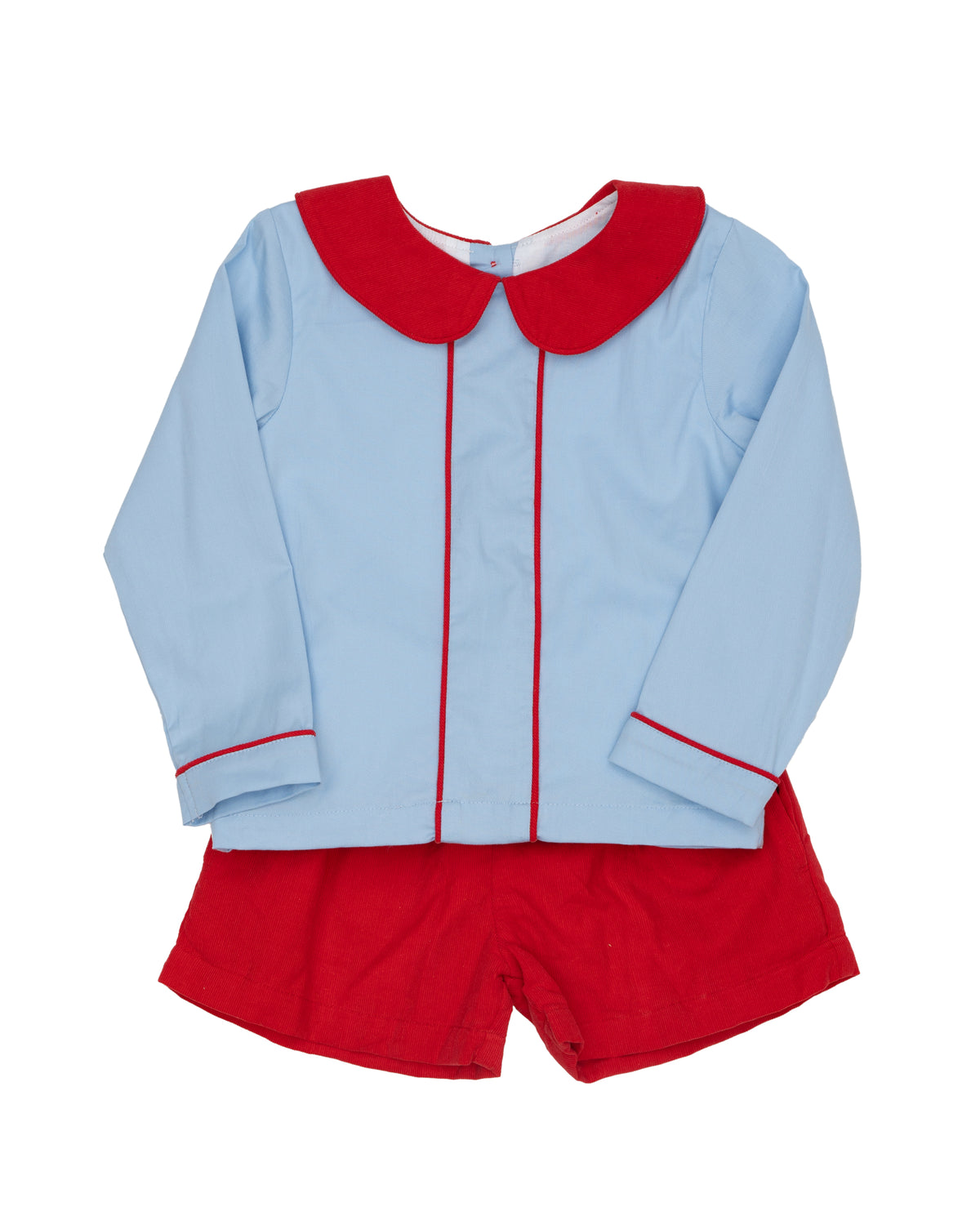 John Long Sleeve Blue & Red Cord Short Set