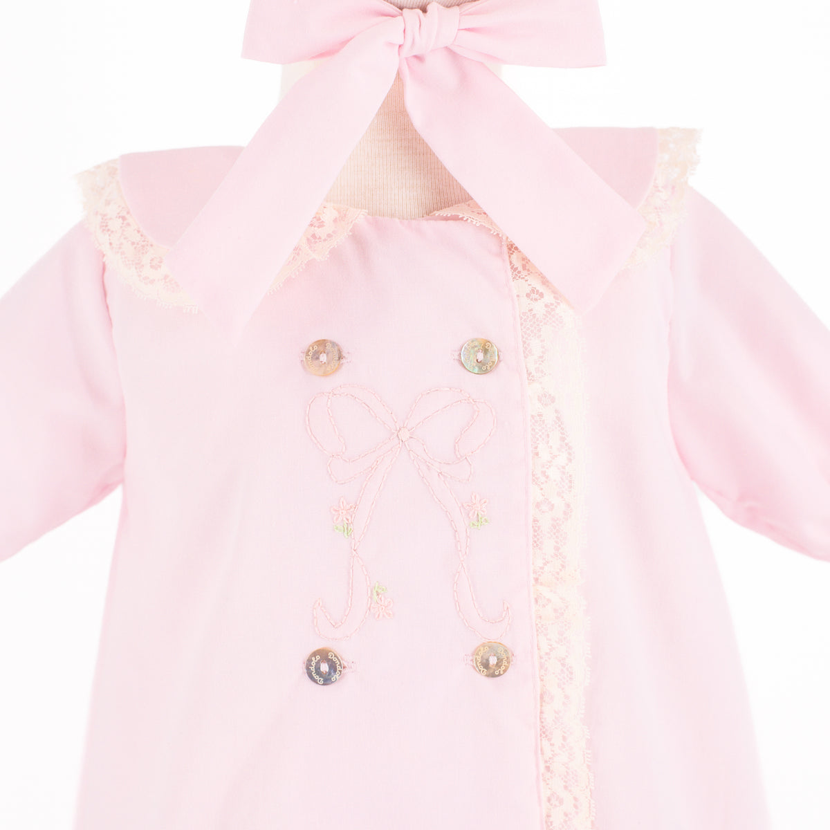 Baby Gown with Bonnet - Pink