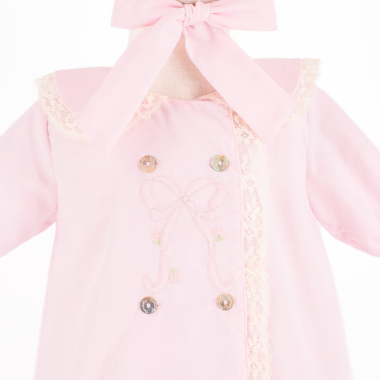 Baby Gown with Bonnet - Pink