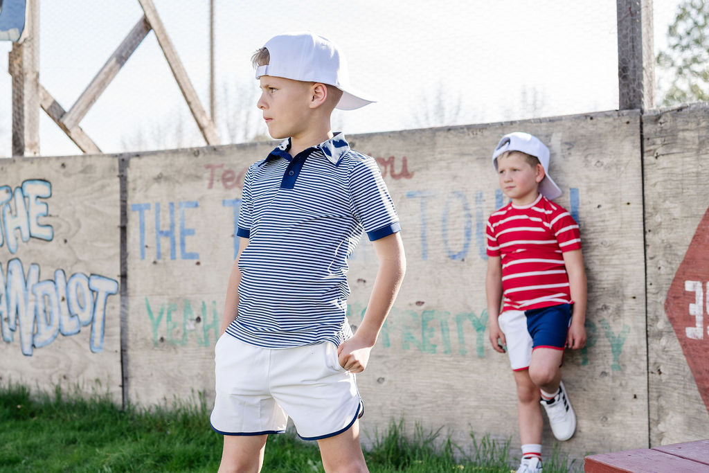 Navy Thin Stripe Polo