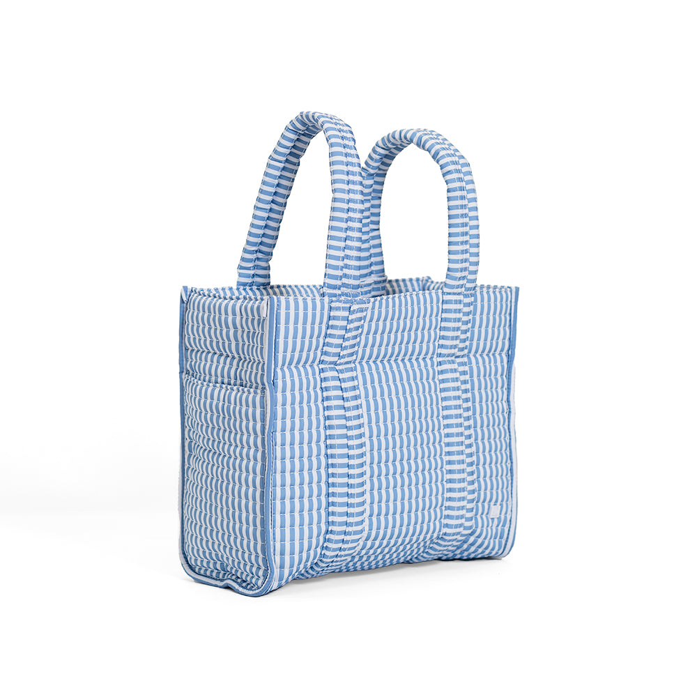 QUILTED MINI GO GO TOTE - PIMLICO STRIPE CHAMBRAY