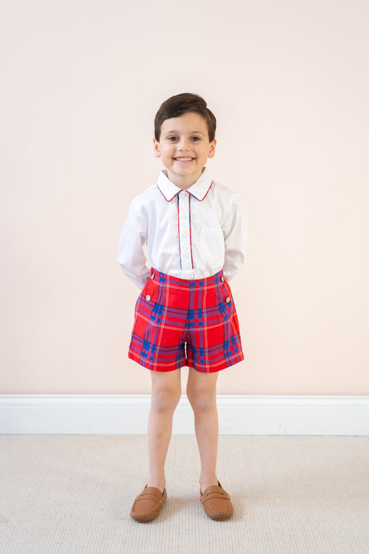 Hayden Long Sleeve Boy Set - Red Plaid