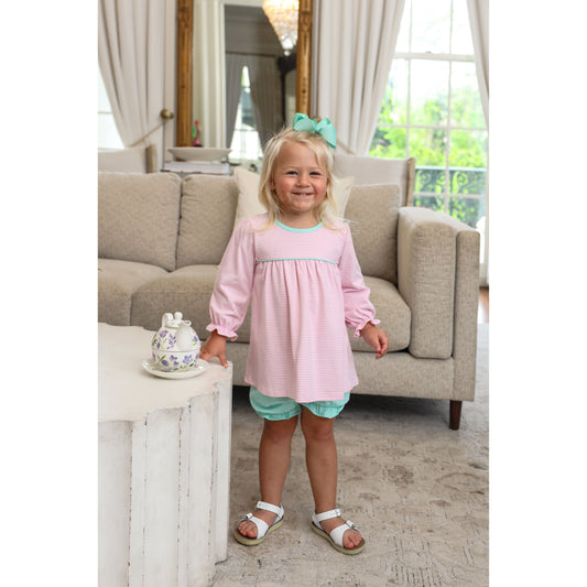 Ellie Bloomer Set - Light Pink Stripe/Mint