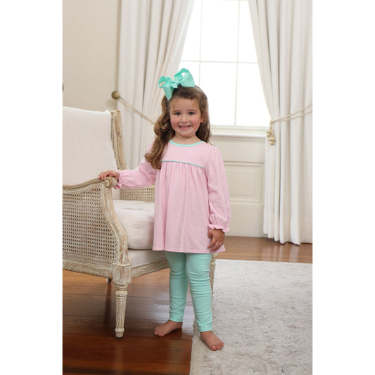 Ellie Pants Set - Light Pink Stripe/Mint