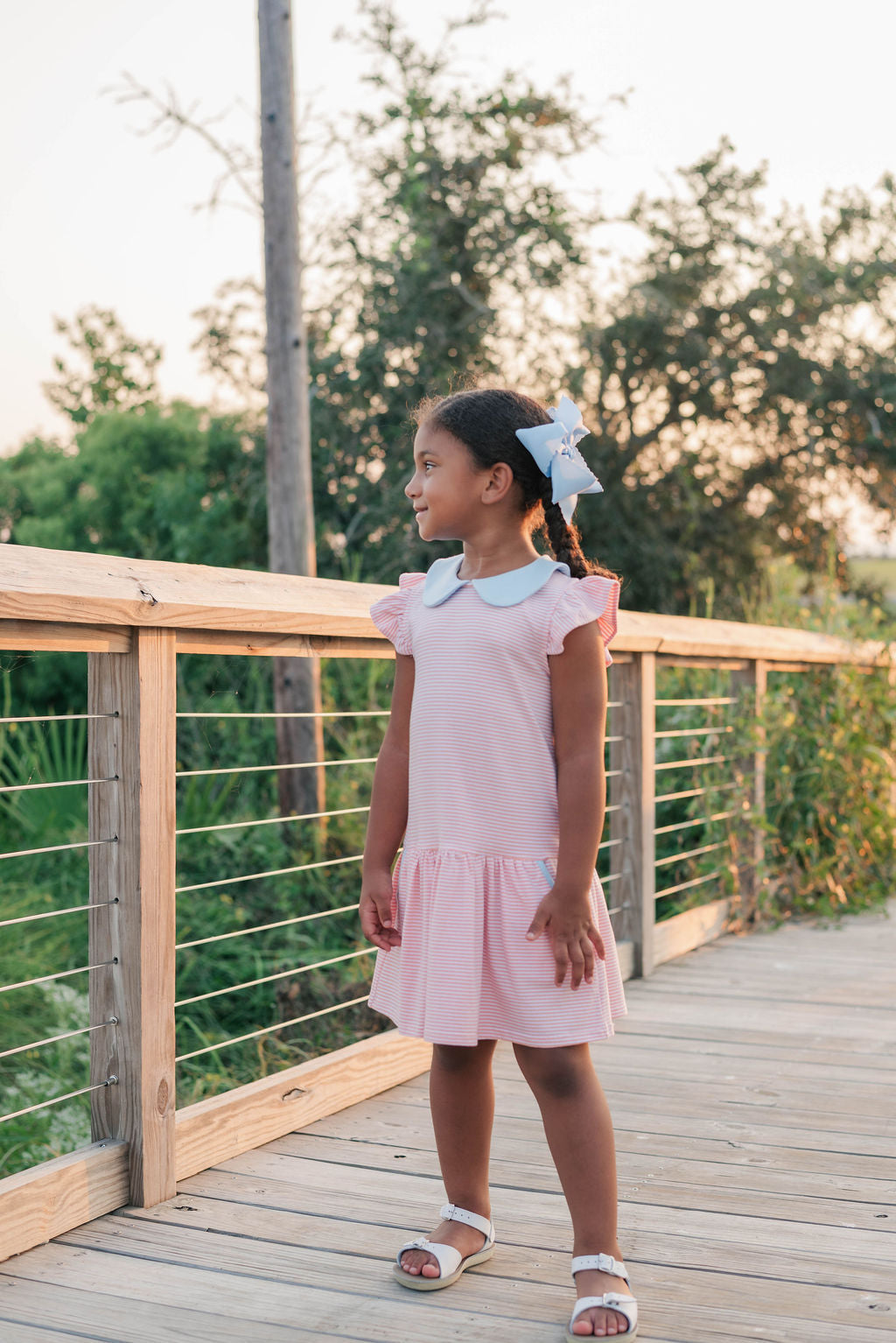 Genevieve Dress Coral Stripe / Blue