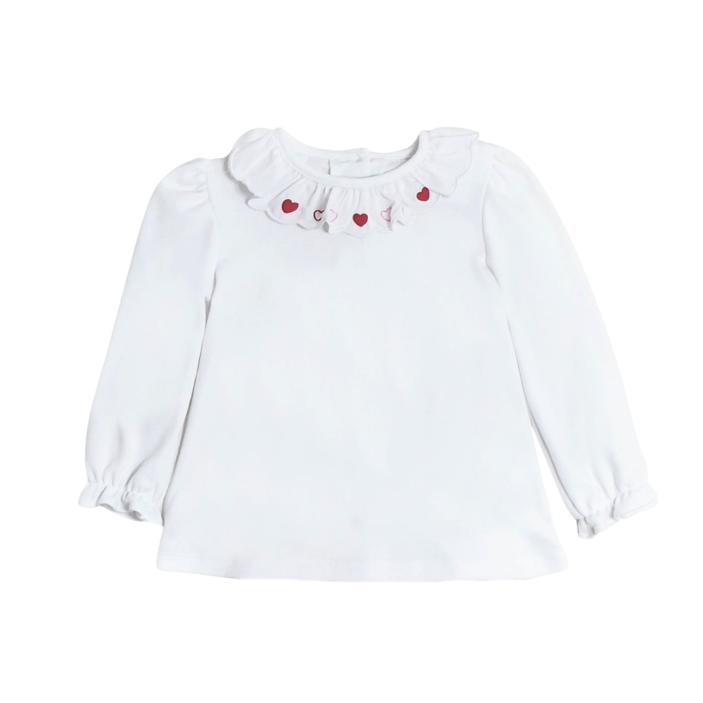 Hearts Scalloped Blouse White Knit
