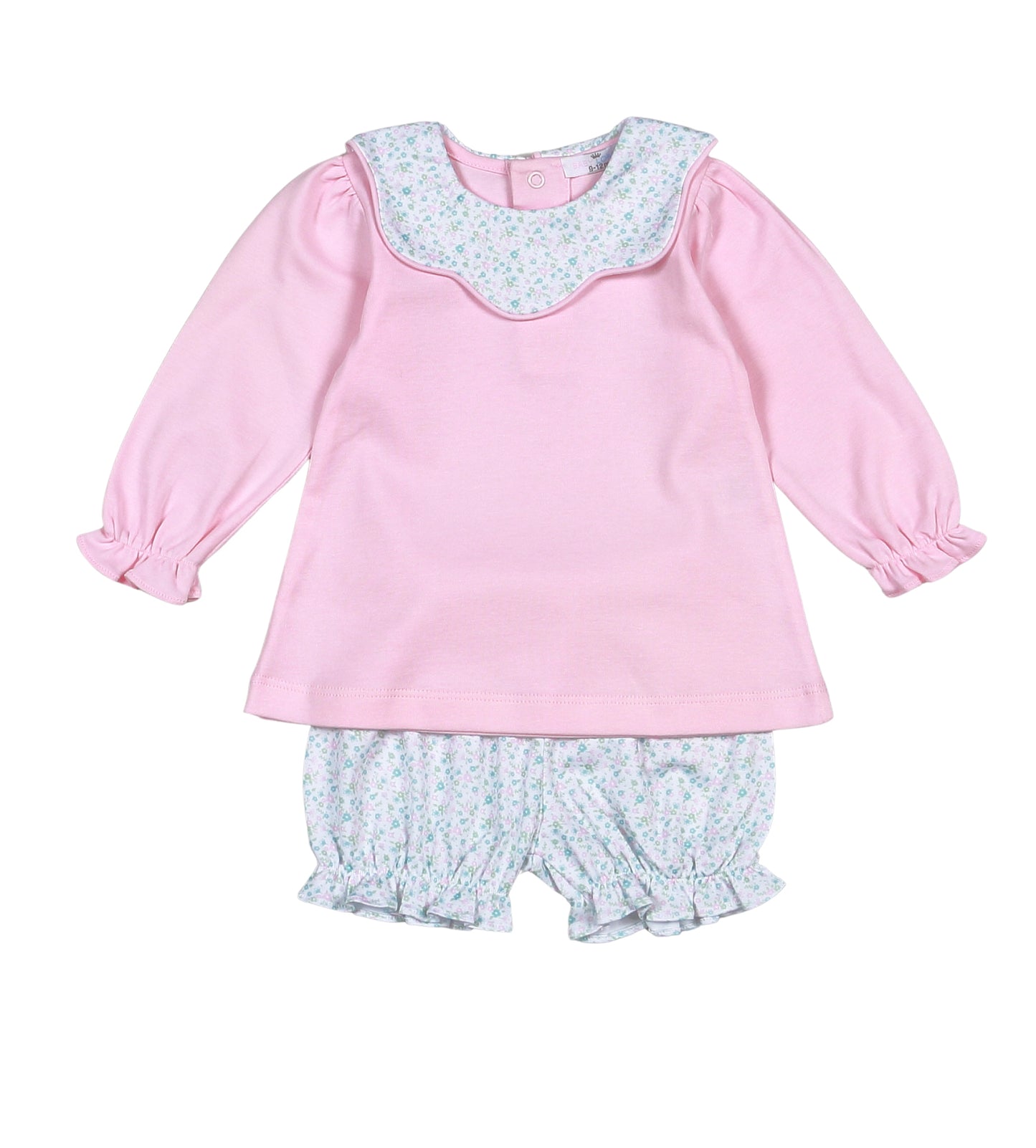 Nicolle Scallop Floral Pink Bloomer Set