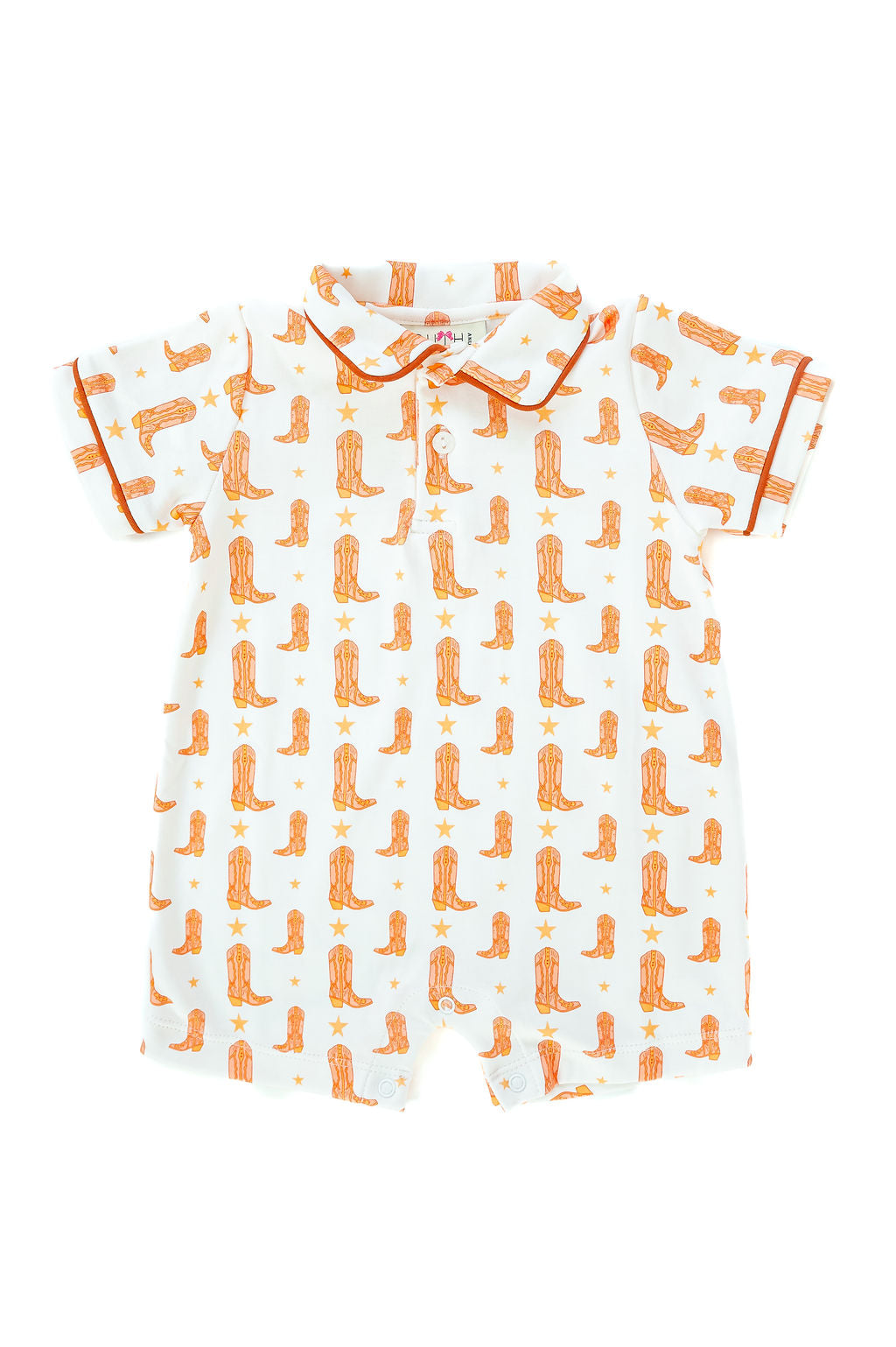 Orange Boots & Stars Boy Romper