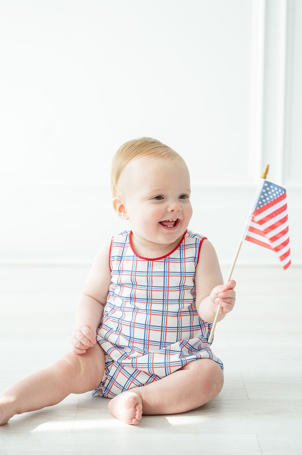 Patriotic Plaid Boy Bubble