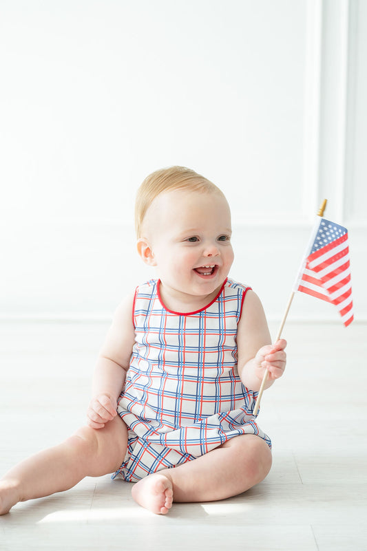 Patriotic Plaid Boy Bubble