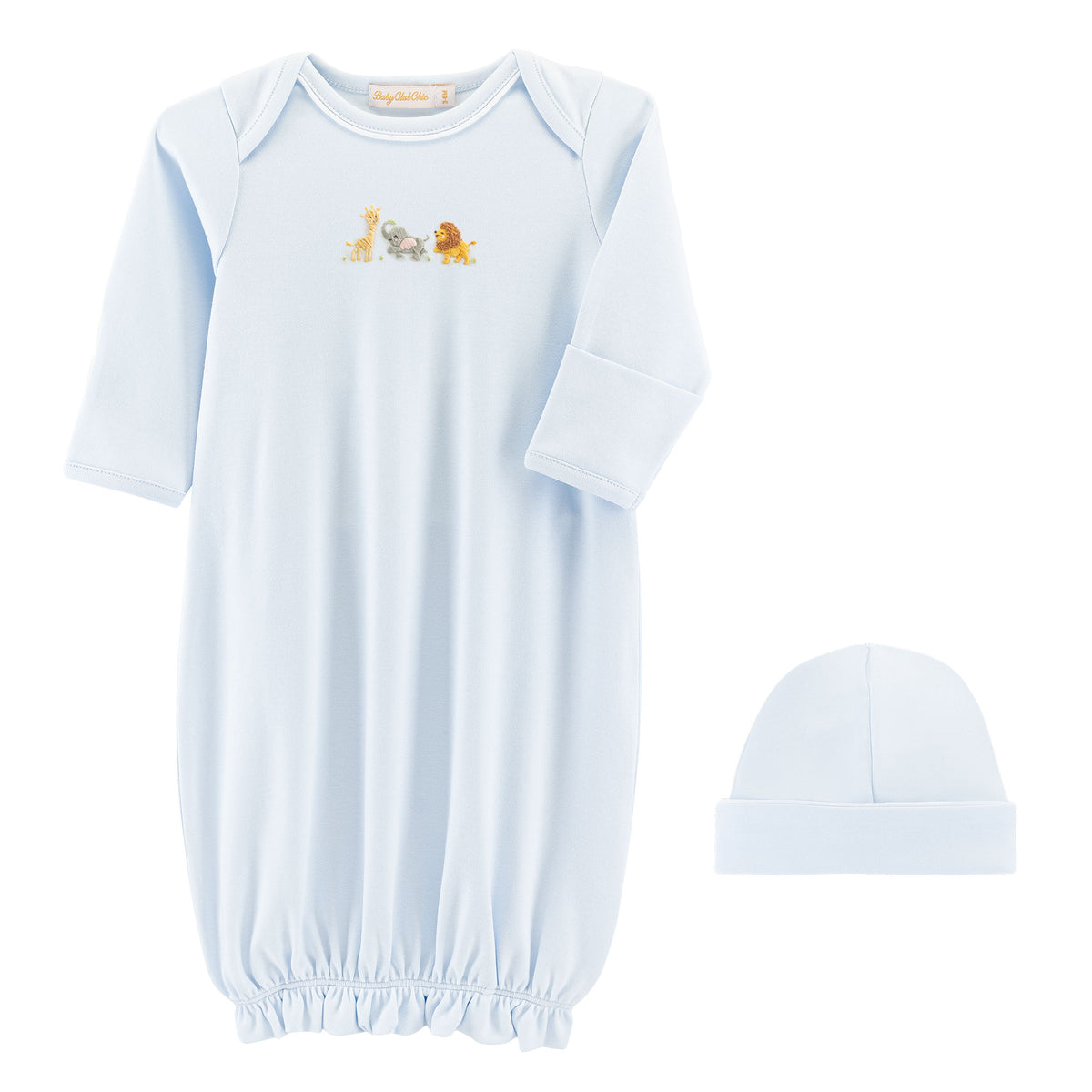 Safari Adventure Embroidered Pima Gown & Hat Set