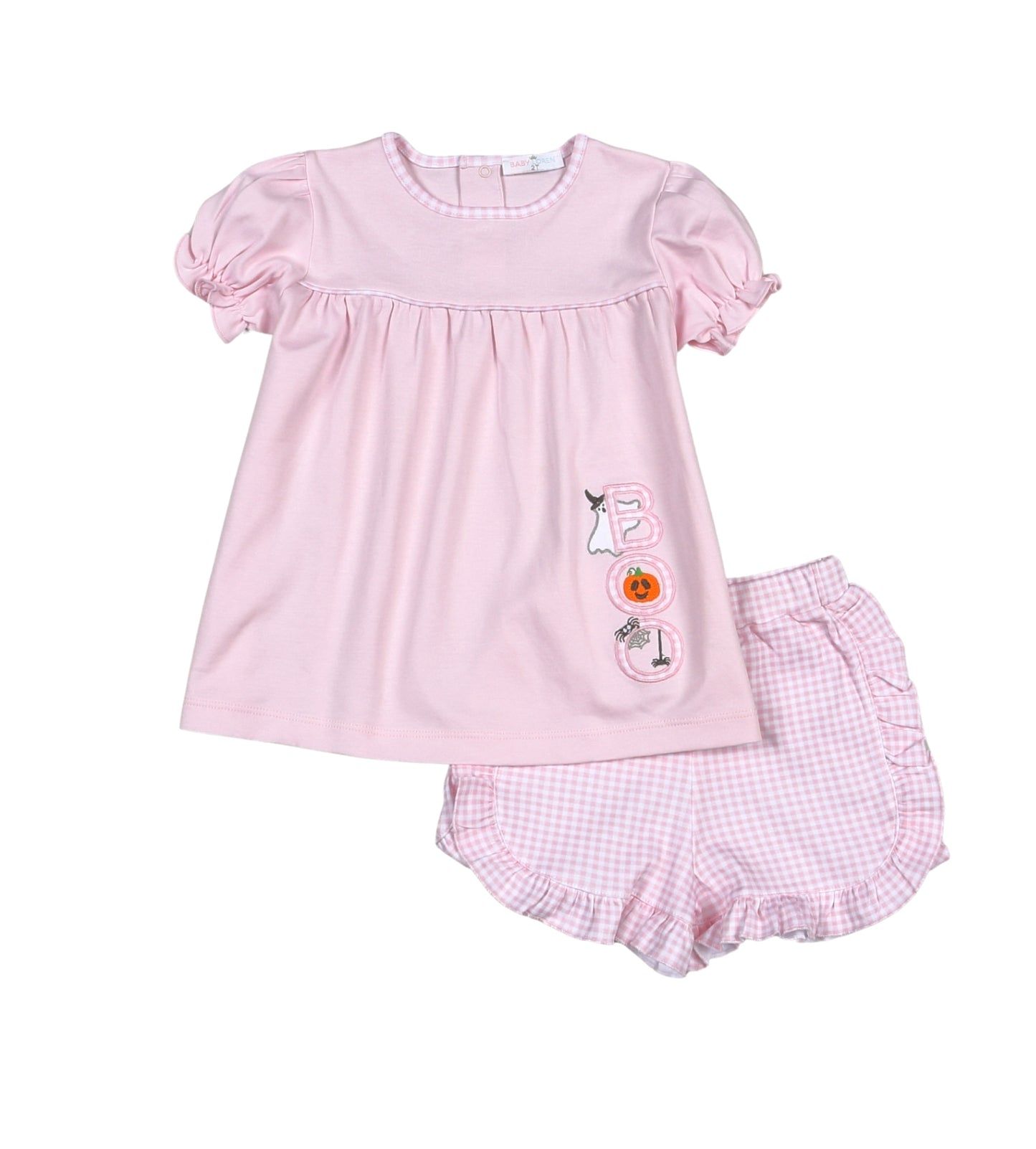 Spooky Pink Pima Applique Short Set