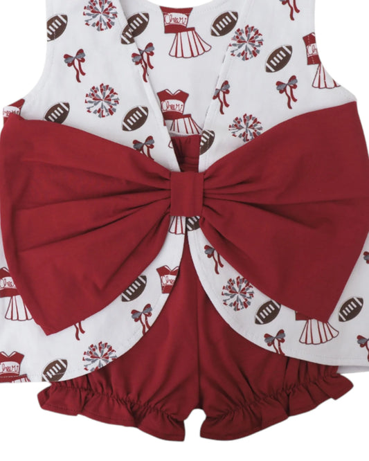 Varsity Dark Red Blaire Bow Back Bloomer Set