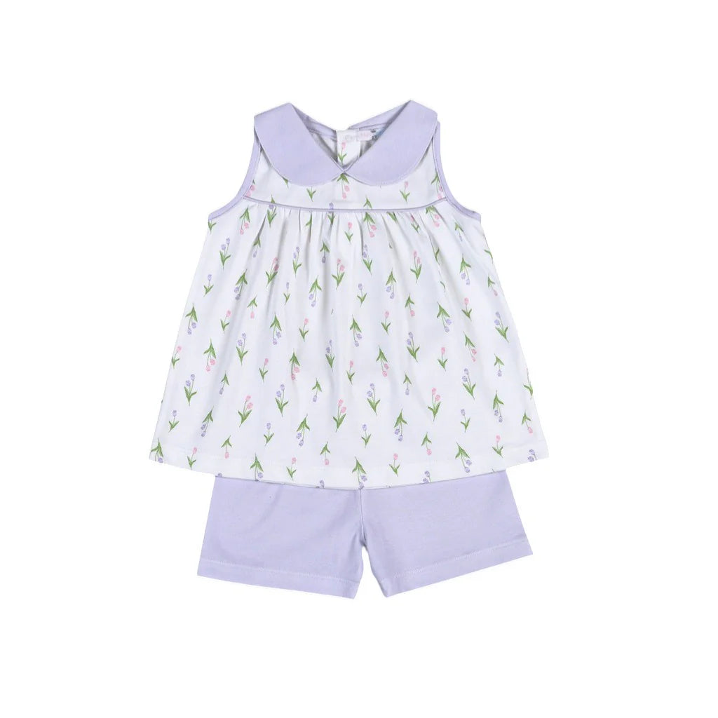 Zoe Floral Pima Short Set | Lavender