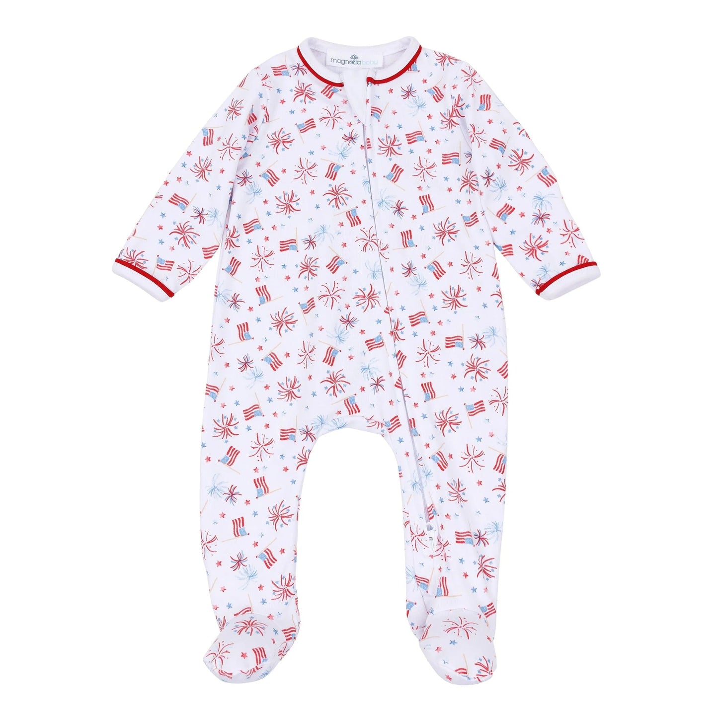 A Sparkly Fourth Print Zip Footie