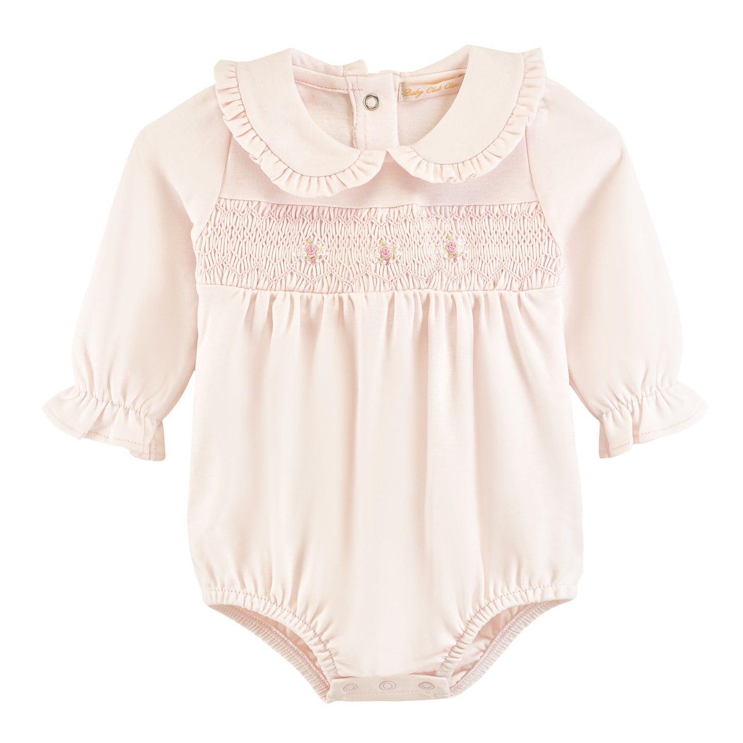 Pink Roses Smocked LS Bubble