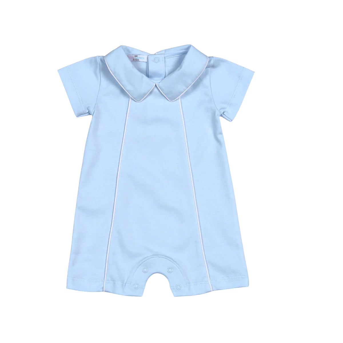 Solid Blue White Trim Pima Romper