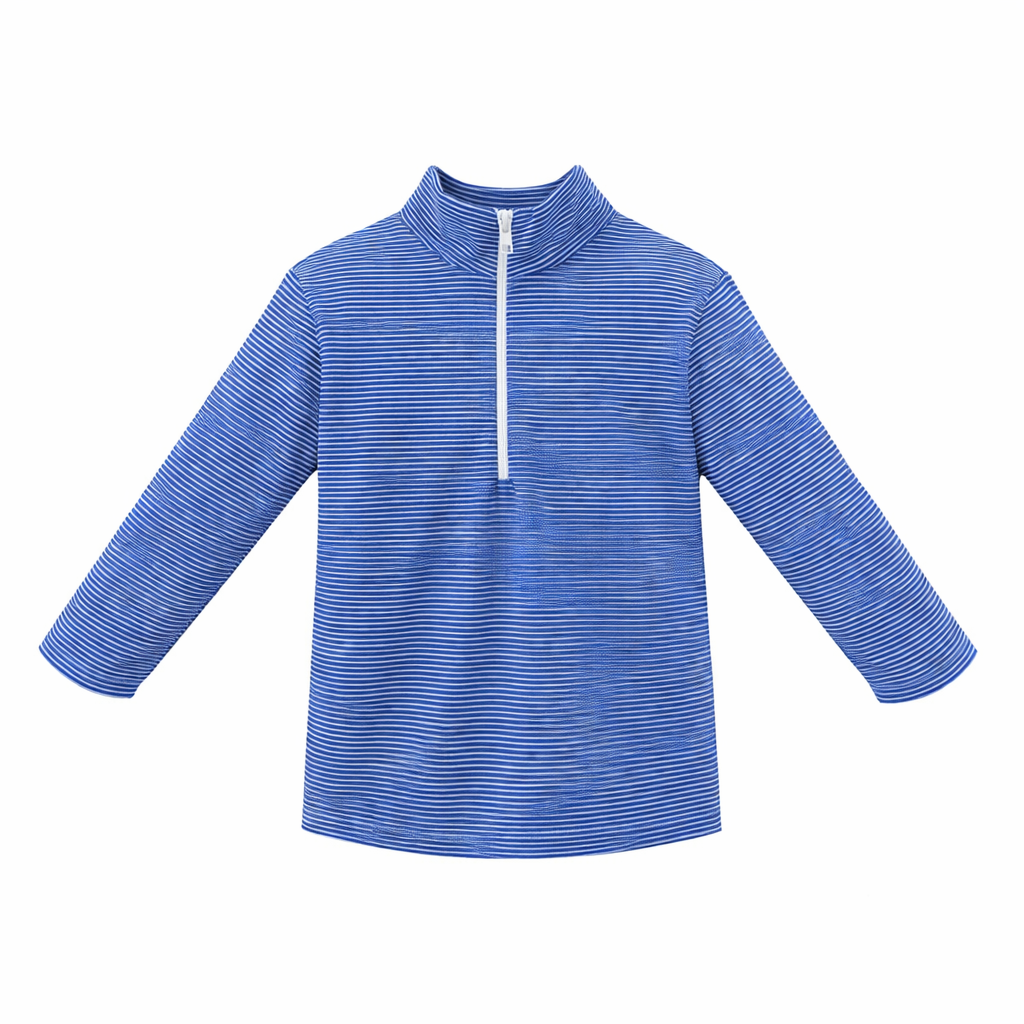 Cooper Knit Zip Up Royal Blue Bitty Stripe