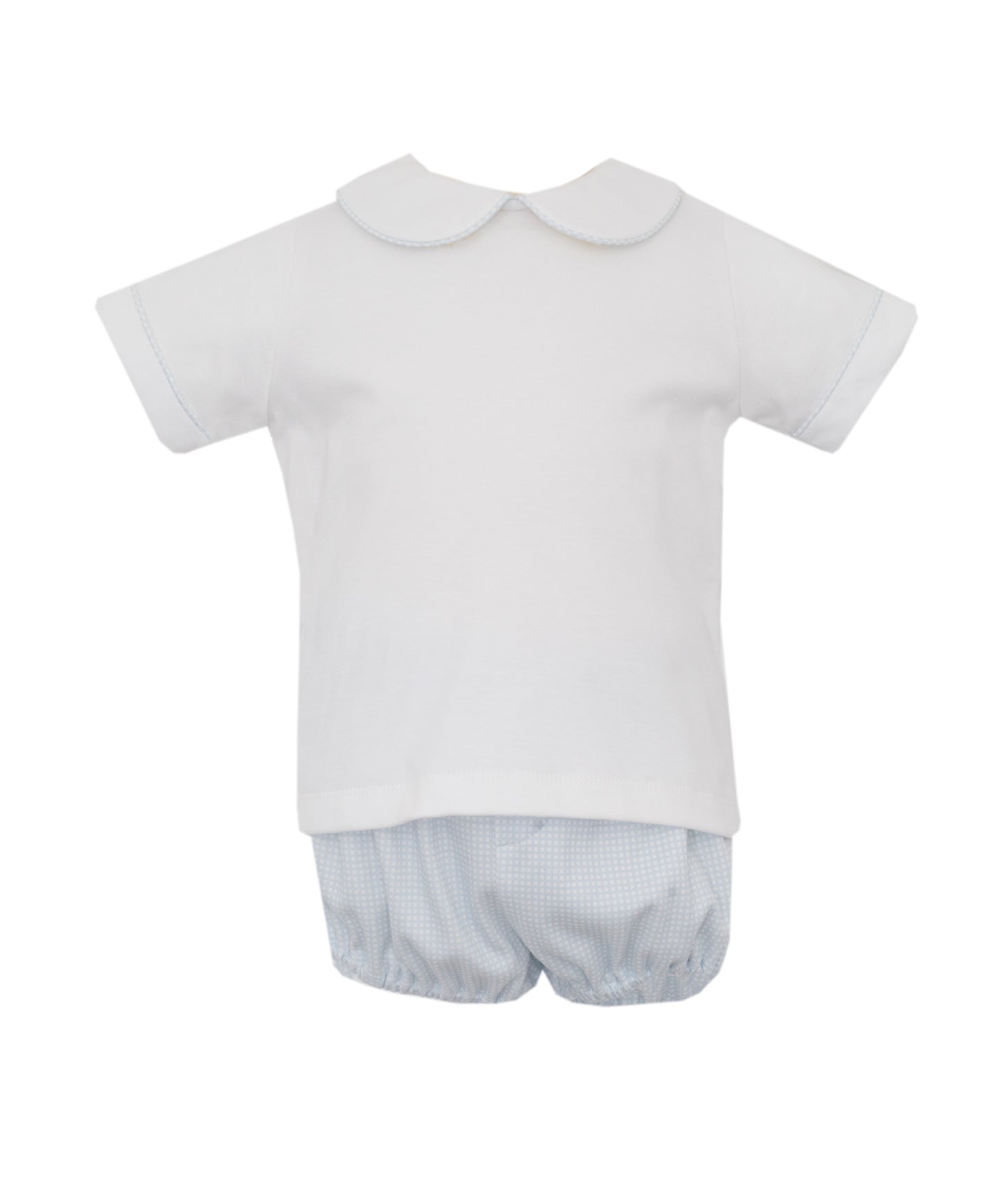 White Blue Gingham Bloomer Short Set