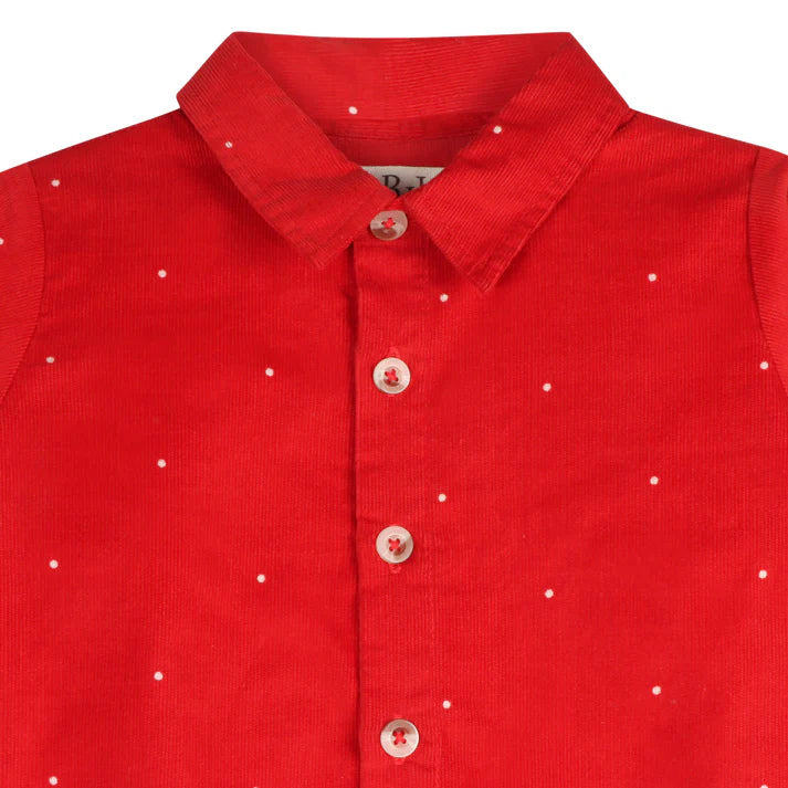 Christmas Carol Red Button Down