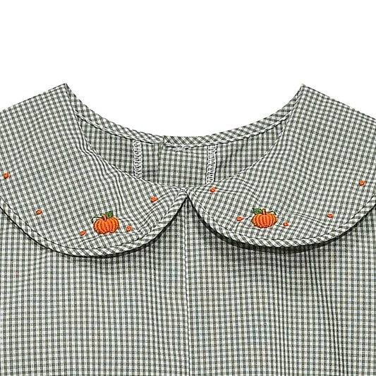 Gray Blue Williams Romper - Pumpkins