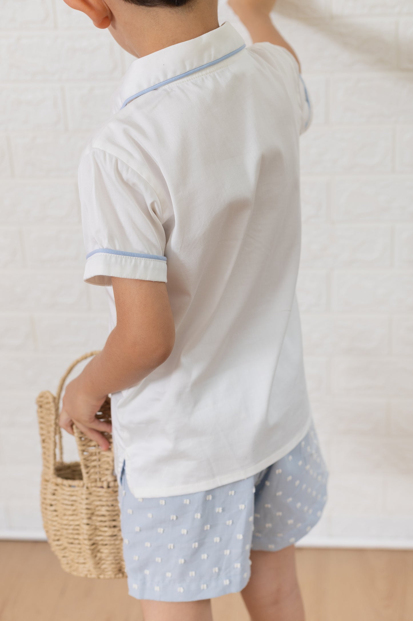 William Polo Set - Blue Swiss Dot