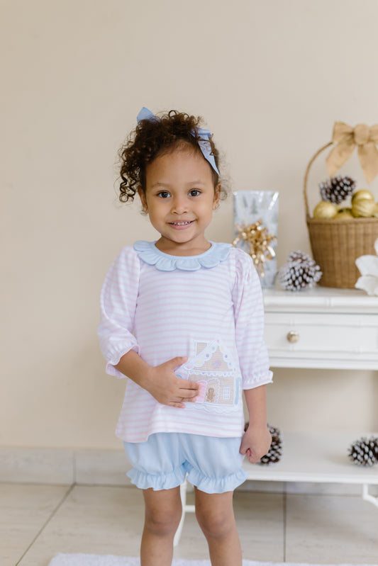 Pink Blue Gingerbread House Bloomer Set