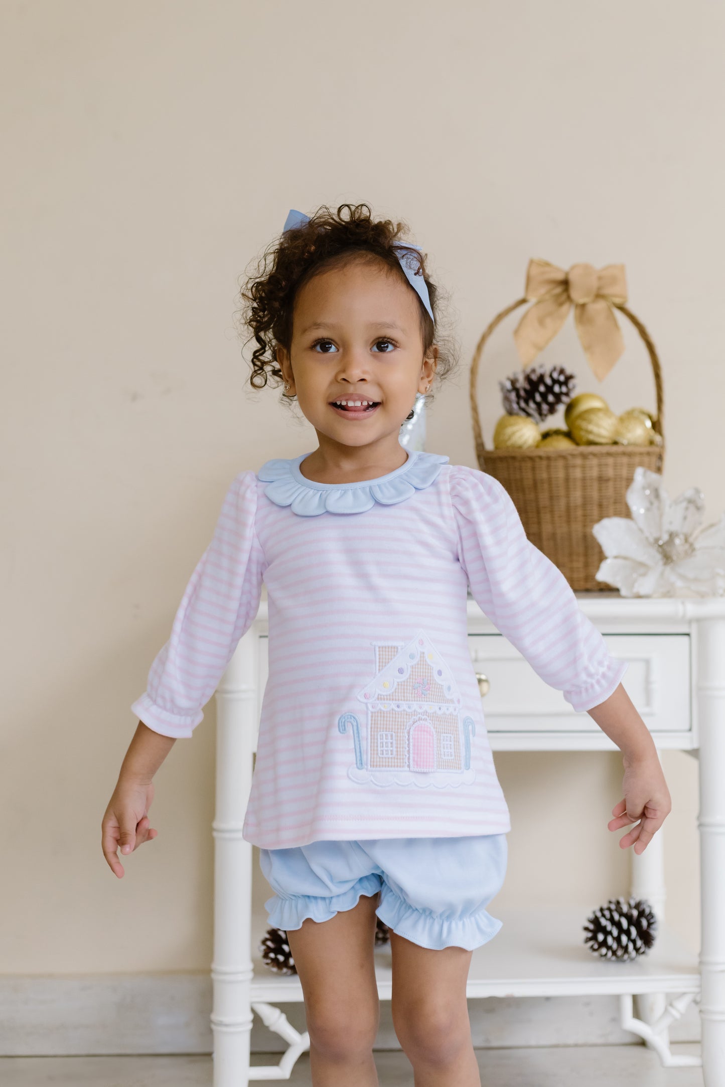 Pink Blue Gingerbread House Bloomer Set
