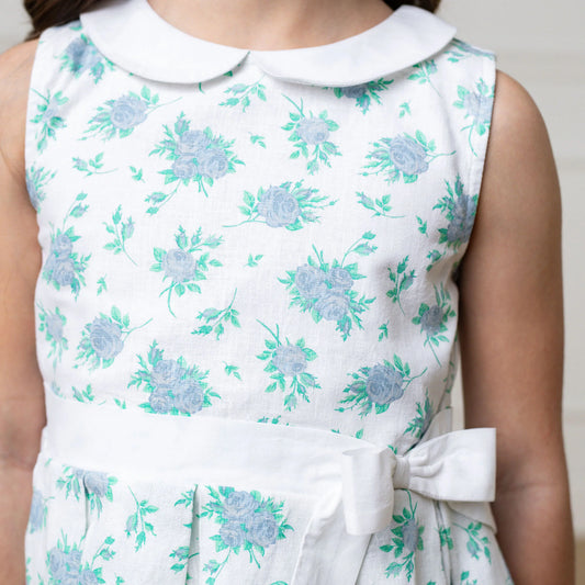 Coastal Floral Linen Tea Dress