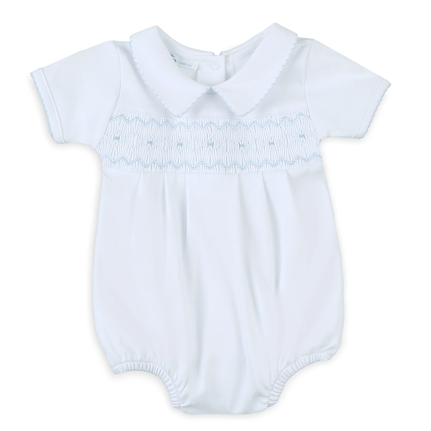 Landon's Classic SS Smocked Blue Bubble