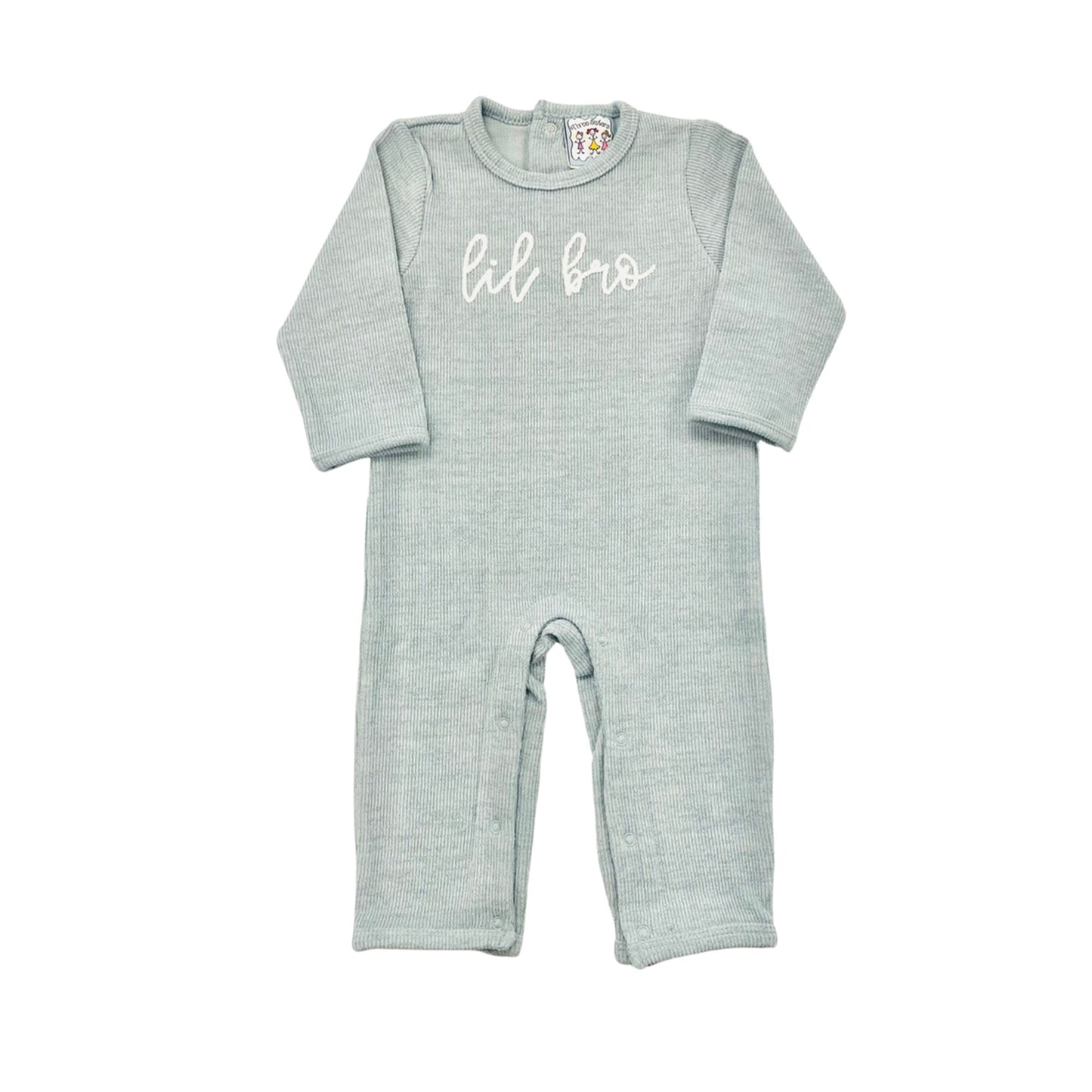 Lil Bro Script Blue Romper