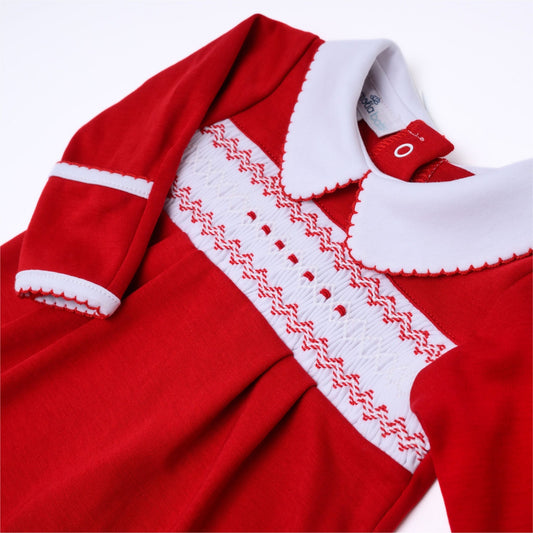 Red Chris Classics Smocked Footie