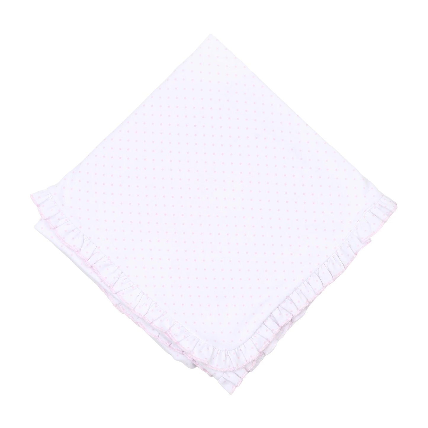 Mini Dots Ruffle Receiving Blanket - Pink