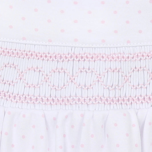 Mini Dots Smocked Footie - Pink