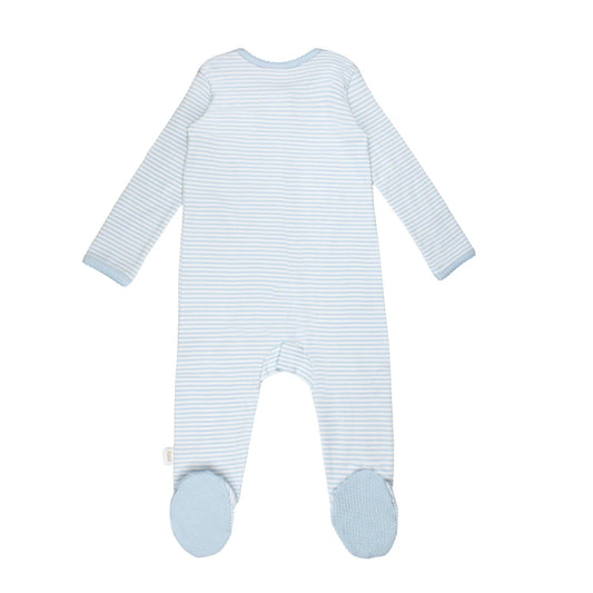Blue Stripe Zipper Footie PJ
