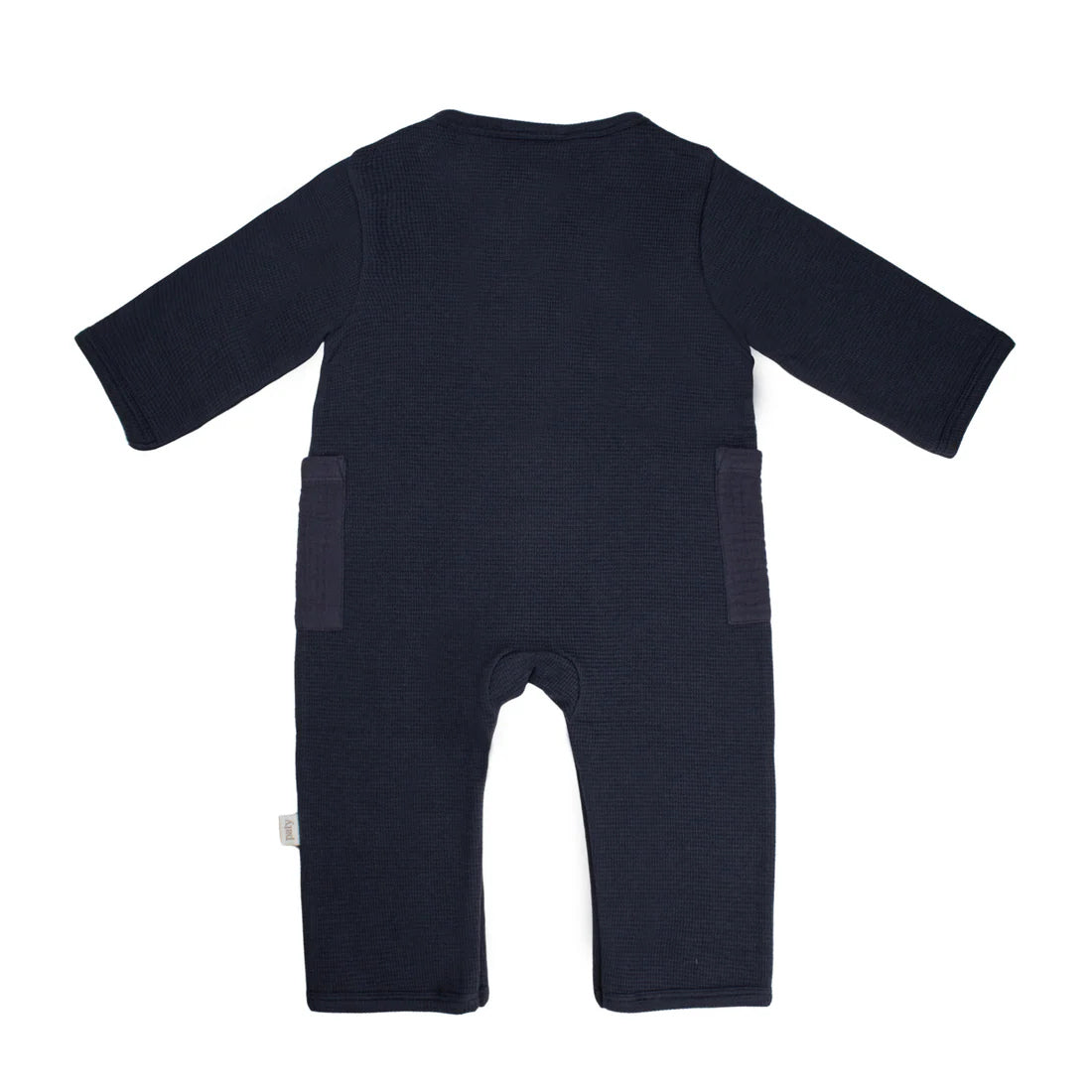 Boy Waffle Knit Romper Navy Gray
