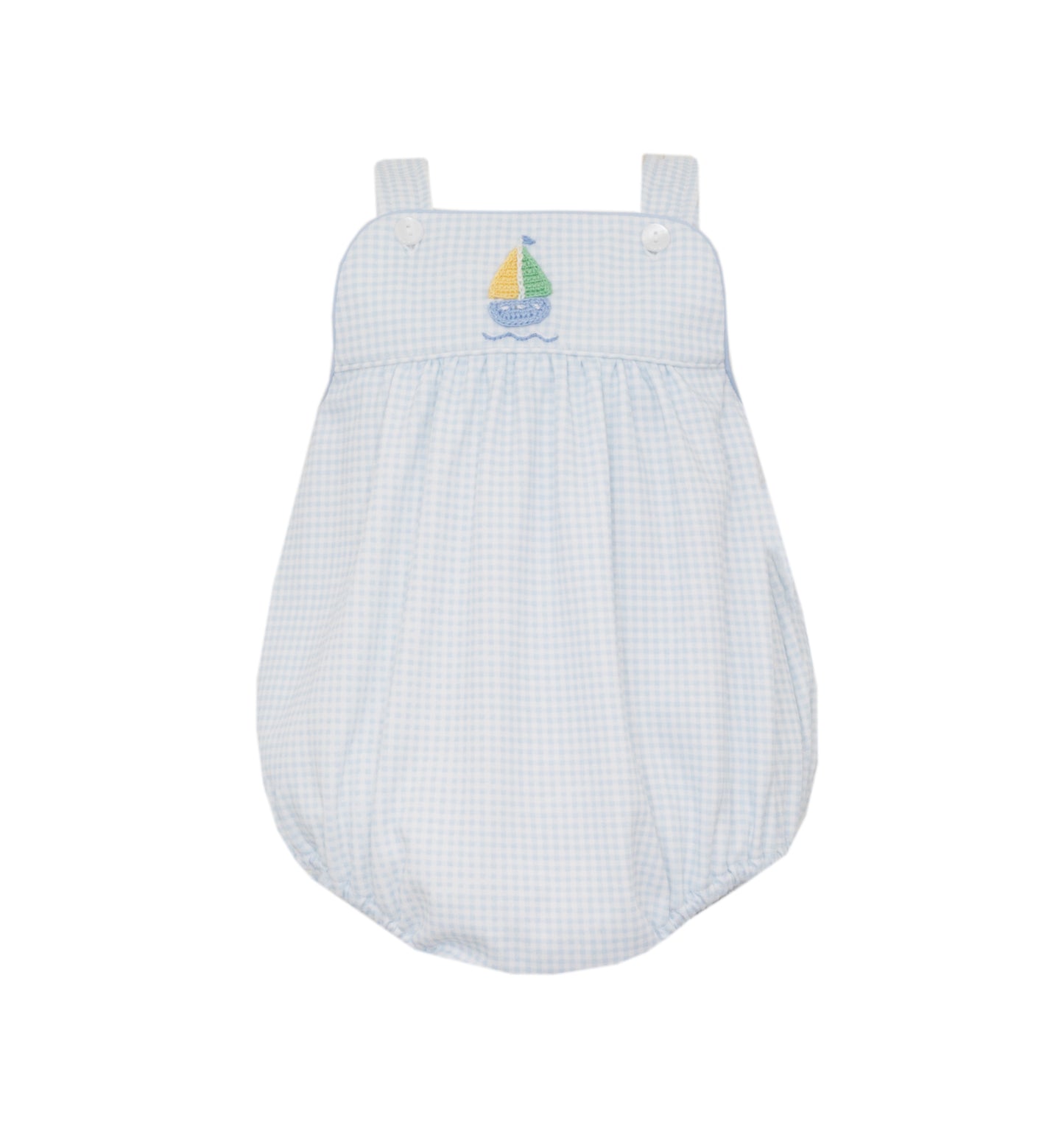 Blue Gingham Sailboat Pima Boy Bubble