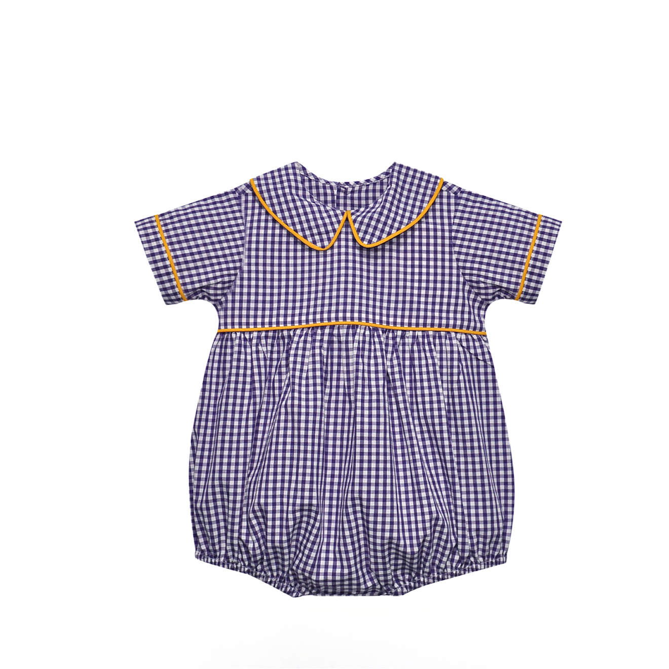 Purple Gingham with Gold Boy Bubble