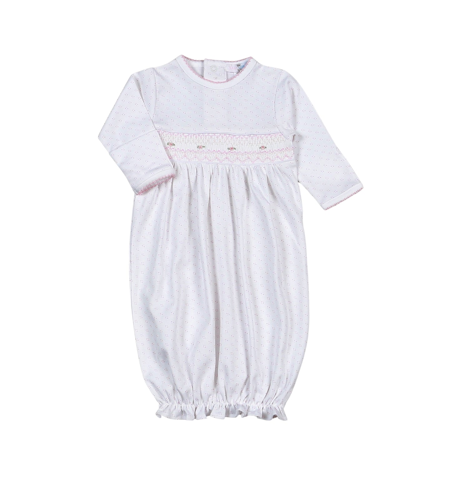 Sally Pink Dots Smocked Pima Gown