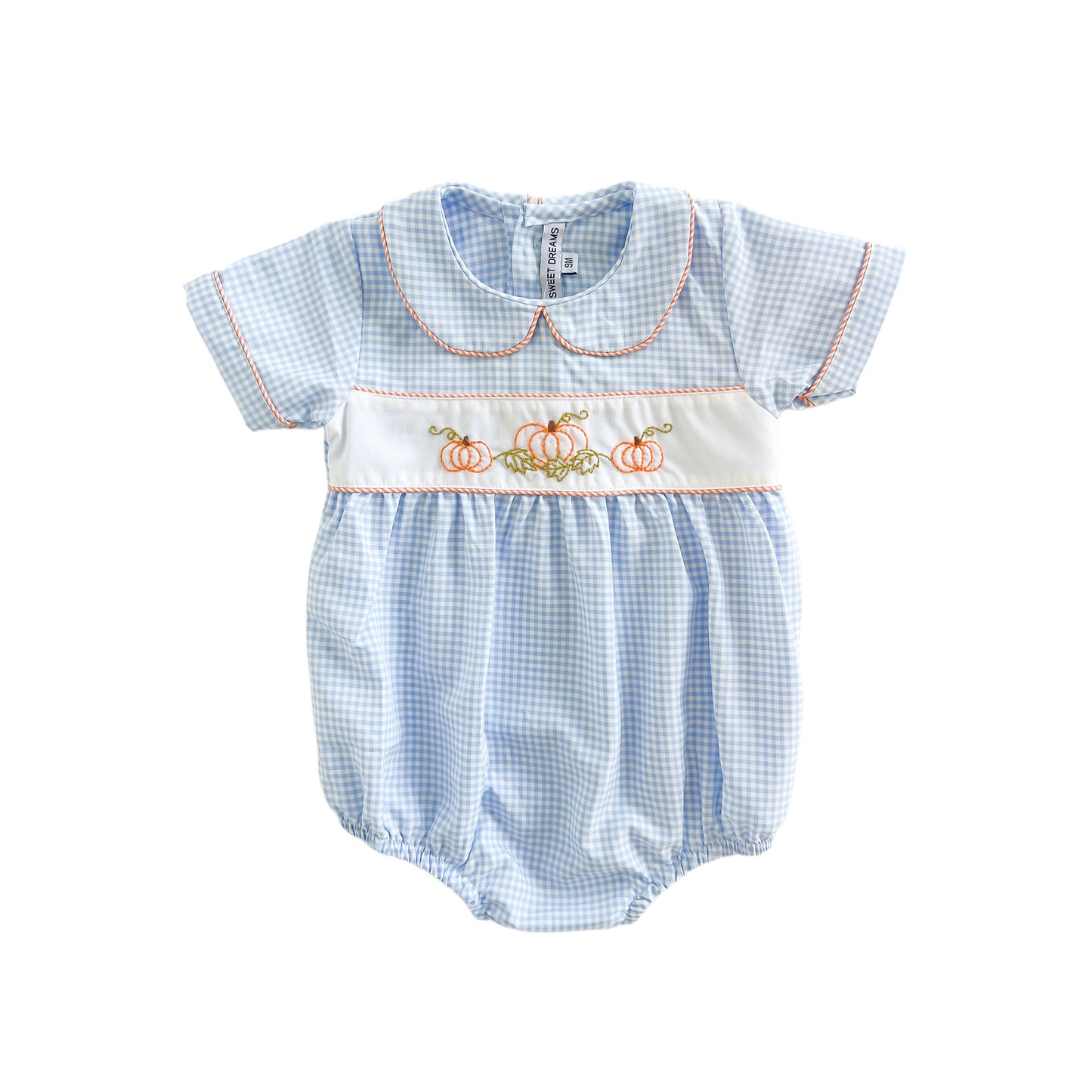 Boy Blue Gingham Pumpkin Bubble