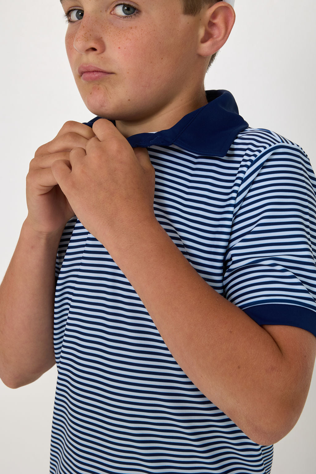 Navy Thin Stripe Polo