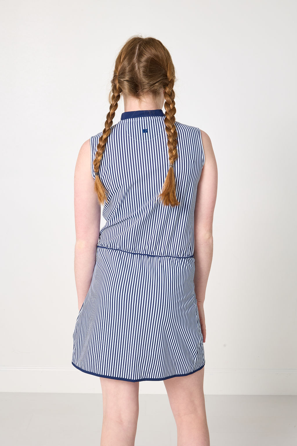 Navy Thin Stripe Court Dress